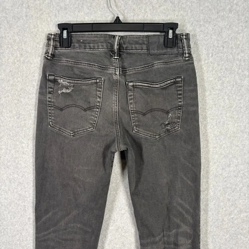 American Eagle Jeans Mens 29x32 Next Level Flex Stacked Destroyed Ripped‎ Torn